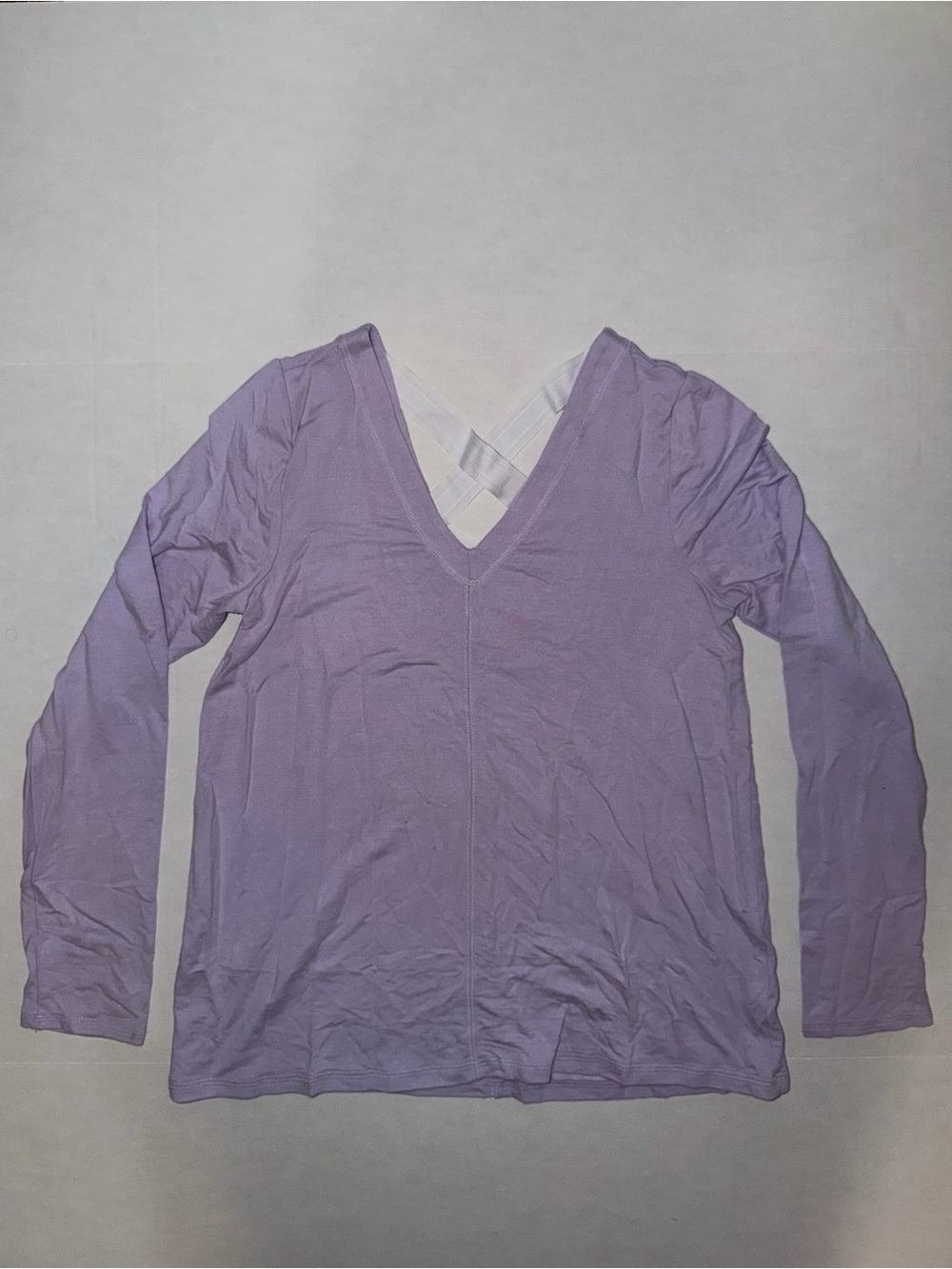 Lilly Pulitzer Lavender V-Neck Long Sleeve Top with White Crisscross Back